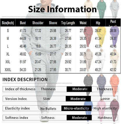 Mens 2 Piece Sweatsuits Sets Lightweight Fall Casual Tracksuit Mens Hoodie & Sweatpants Set