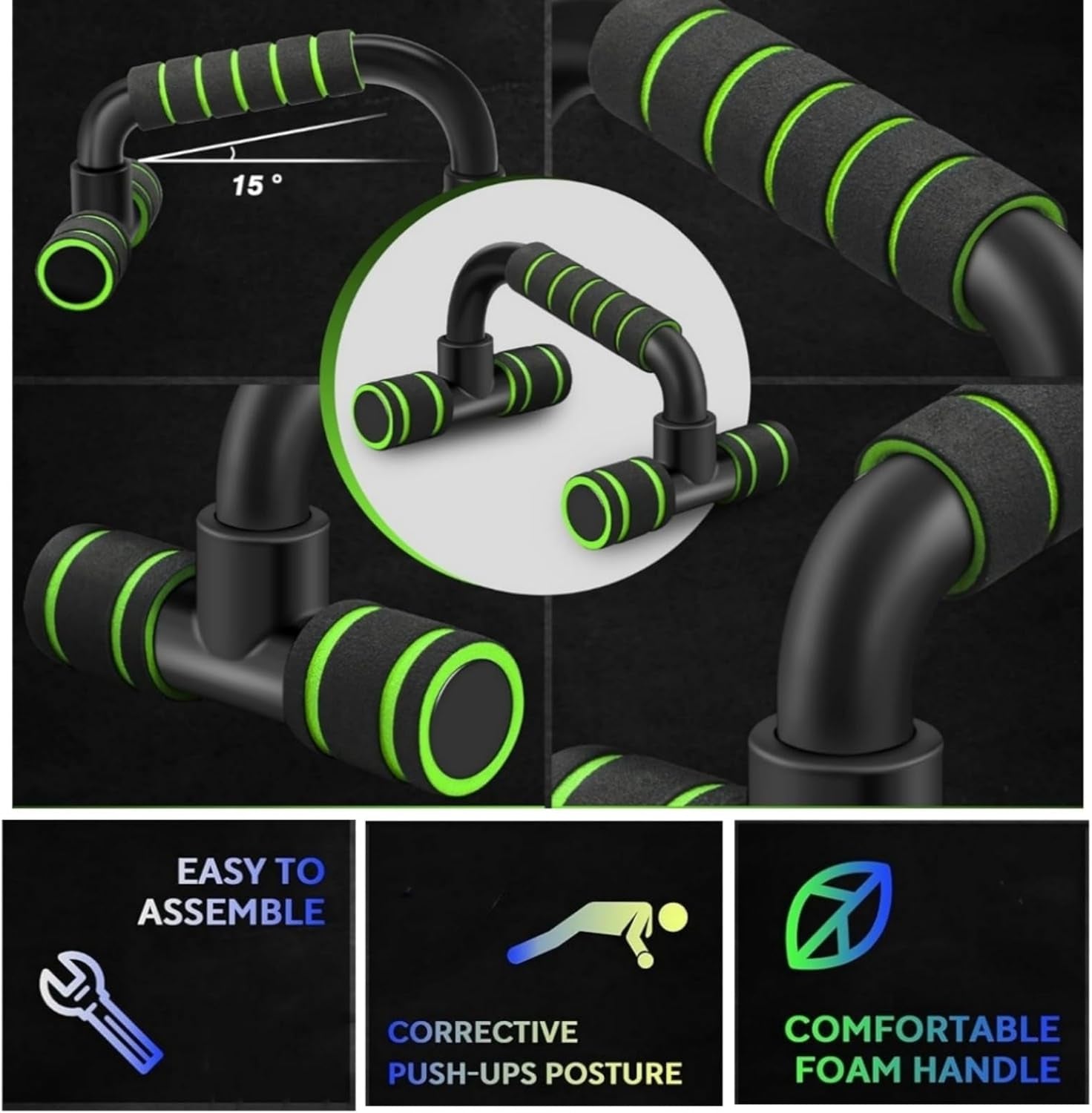 Push up Bars Gym Exercise Equipment Fitness 1 Pair, Calisthenics Equipment, Pushup Handles with Cushioned Foam Grip and Non-Slip Sturdy Structure, Suitable for Men and Women