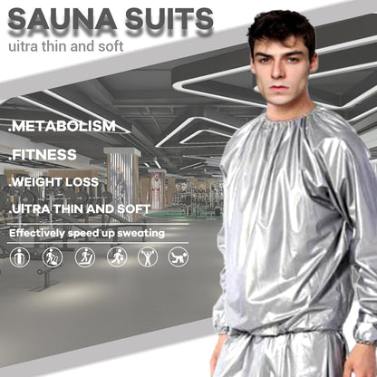 Sauna Suit - Plastic Sauna Suit for Women Men, Anti-Rip Sweat Suits Weight Loss, PVC Exercise Gym Fitness Suit Top Pants