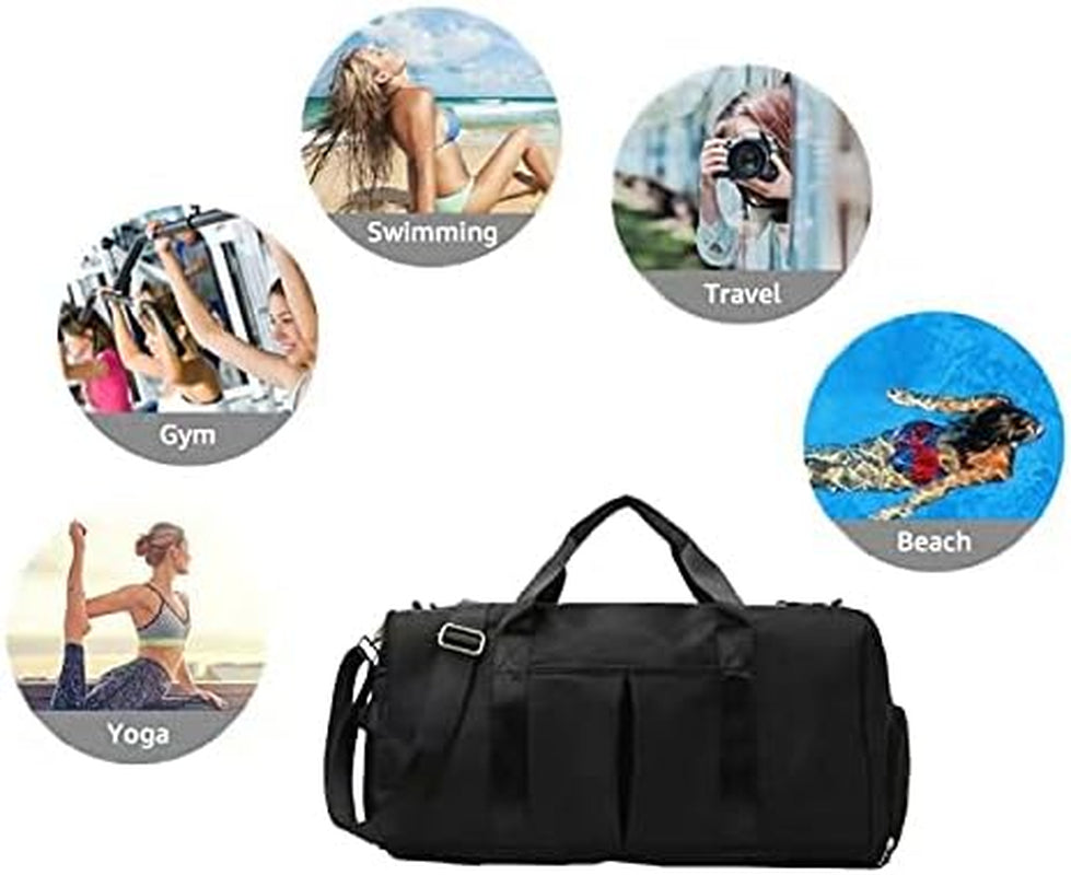 Sports Gym Duffel Bag for Men or Women Waterproof Weekender Travel Bag with Shoes Compartment Dry and Wet Separation for Training Swim Yoga(Black)