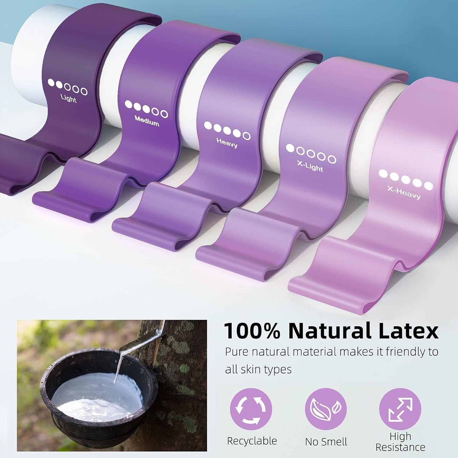 Resistance Bands for Working Out, 5-Pack Elastic Loop Exercise Bands for Strength Training Stretching, Home Gym Equipment for Pilates Yoga Physical Therapy, Leg Glute Arm Workout Kit for Women Men