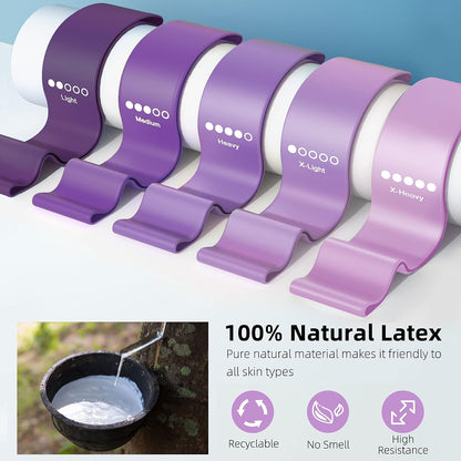 Resistance Bands for Working Out, 5-Pack Elastic Loop Exercise Bands for Strength Training Stretching, Home Gym Equipment for Pilates Yoga Physical Therapy, Leg Glute Arm Workout Kit for Women Men