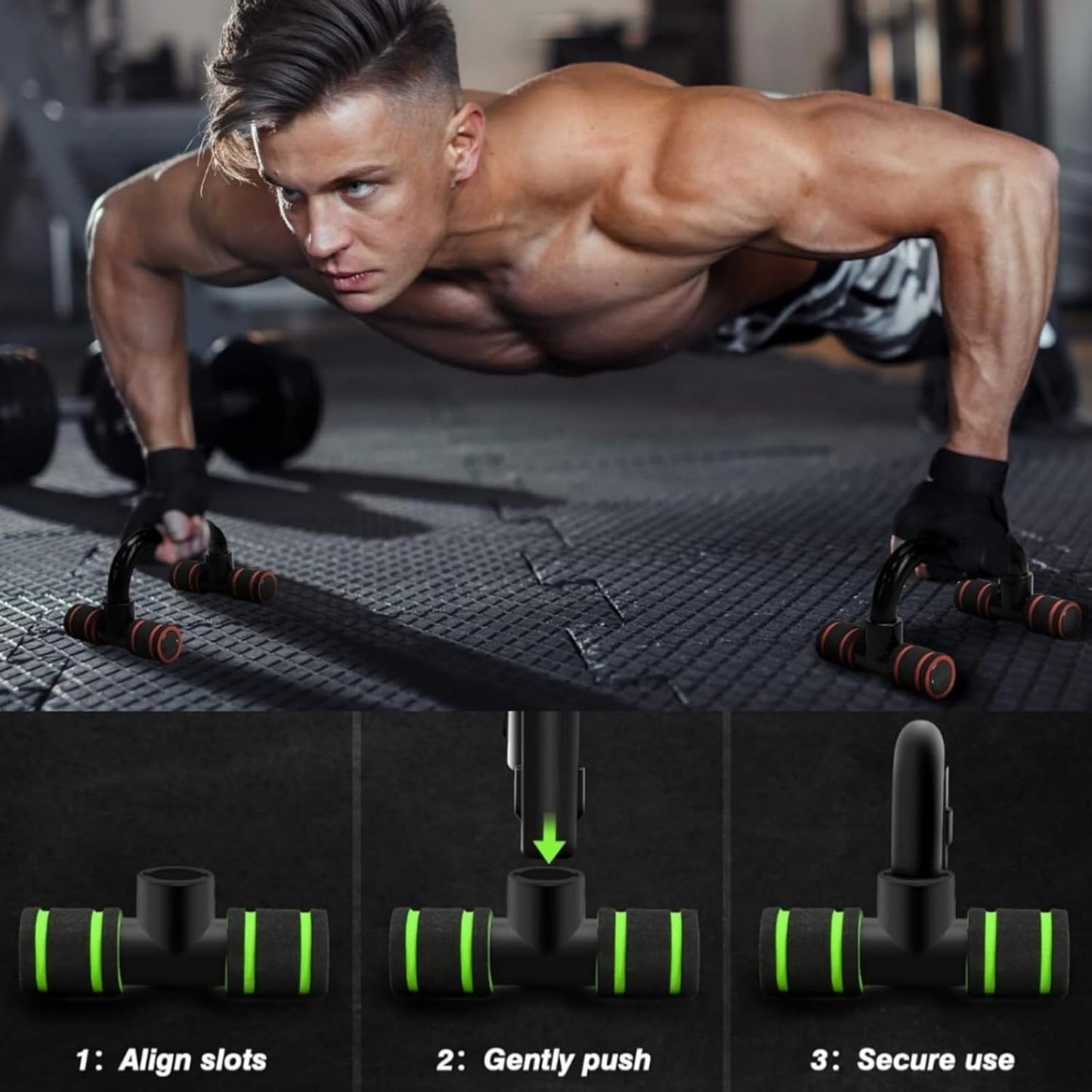 Push up Bars Gym Exercise Equipment Fitness 1 Pair, Calisthenics Equipment, Pushup Handles with Cushioned Foam Grip and Non-Slip Sturdy Structure, Suitable for Men and Women