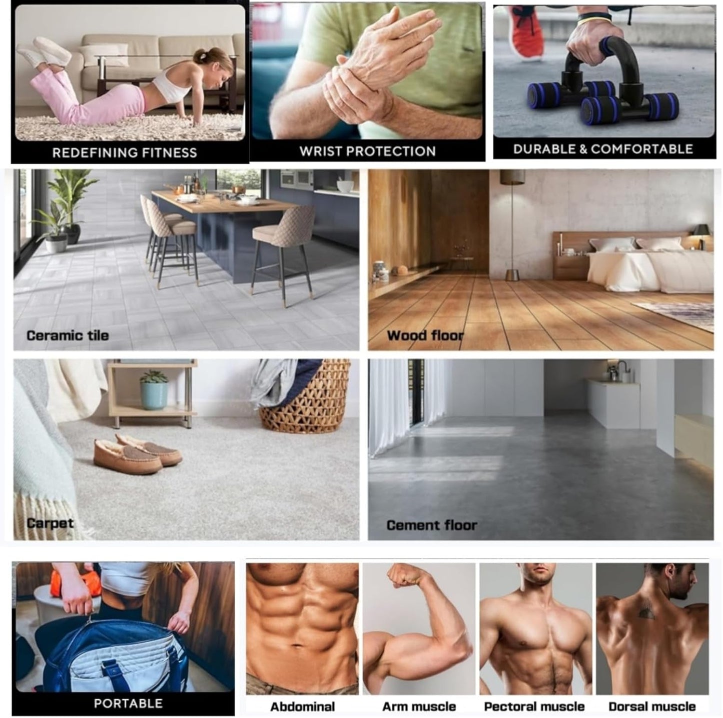 Push up Bars Gym Exercise Equipment Fitness 1 Pair, Calisthenics Equipment, Pushup Handles with Cushioned Foam Grip and Non-Slip Sturdy Structure, Suitable for Men and Women