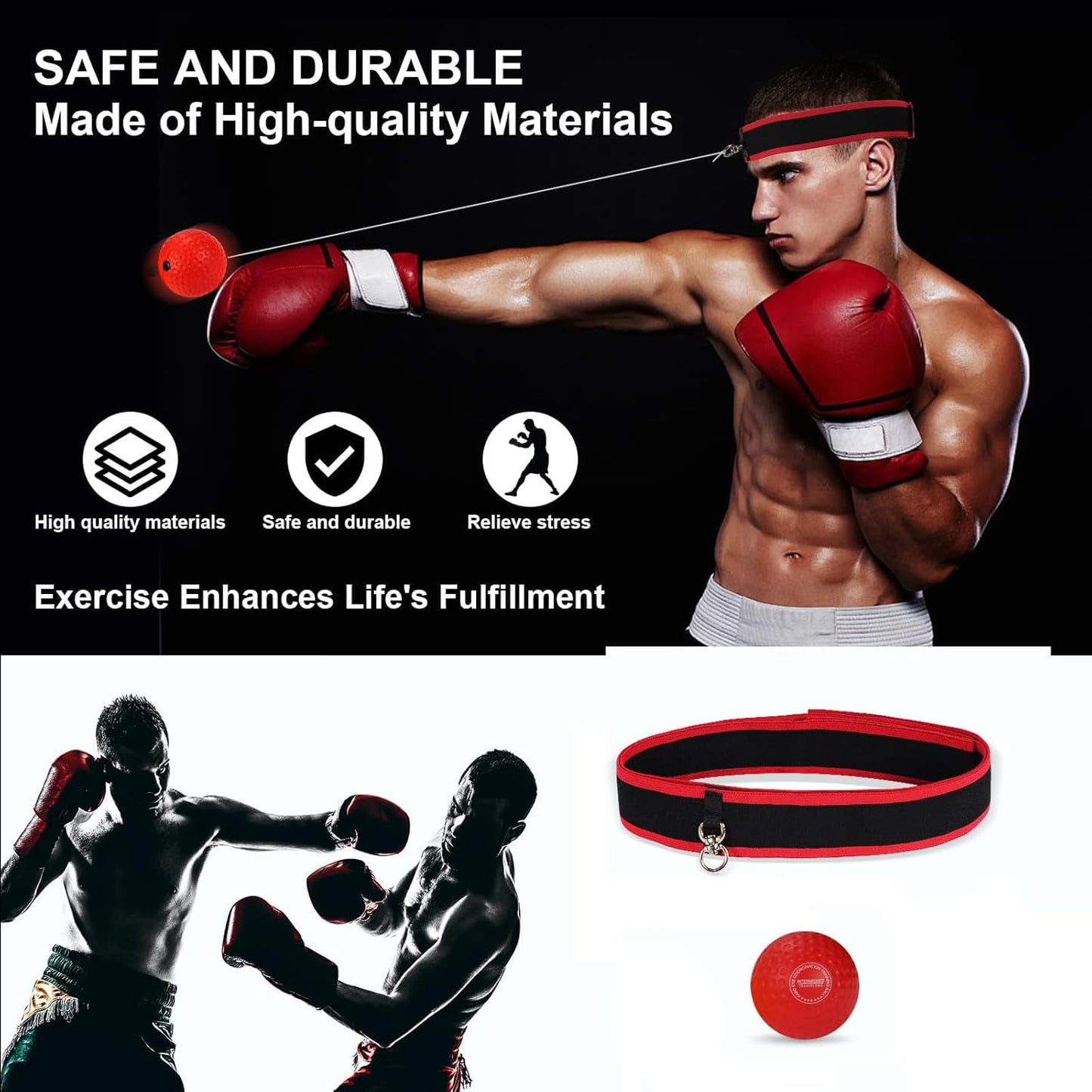 Upgraded Boxing Reflex Ball, Boxing Training Ball with Headband Perfect for Reaction, Punching Speed, Fight Skill, Fitness, Newst Boxing Equipment