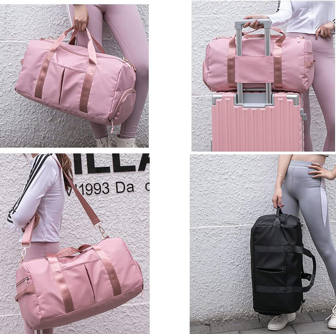 Sports Gym Duffel Bag for Men or Women Waterproof Weekender Travel Bag with Shoes Compartment Dry and Wet Separation for Training Swim Yoga(Black)