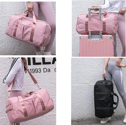 Sports Gym Duffel Bag for Men or Women Waterproof Weekender Travel Bag with Shoes Compartment Dry and Wet Separation for Training Swim Yoga(Black)