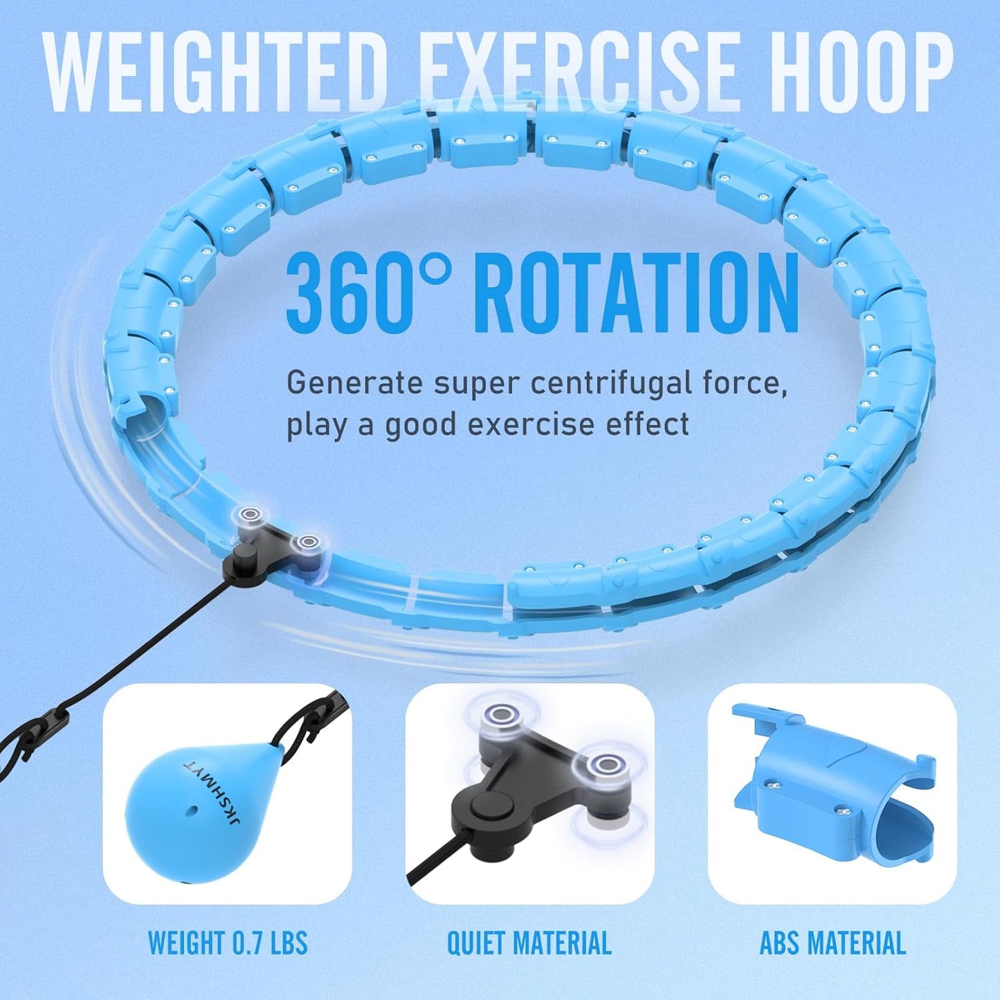 Weighted Hula Circle Hoops for Adults Weight Loss, Infinity Fitness Hoop plus Size 47 Inch, 24 Detachable Links, Exercise Hoop Suitable for Women and Beginners