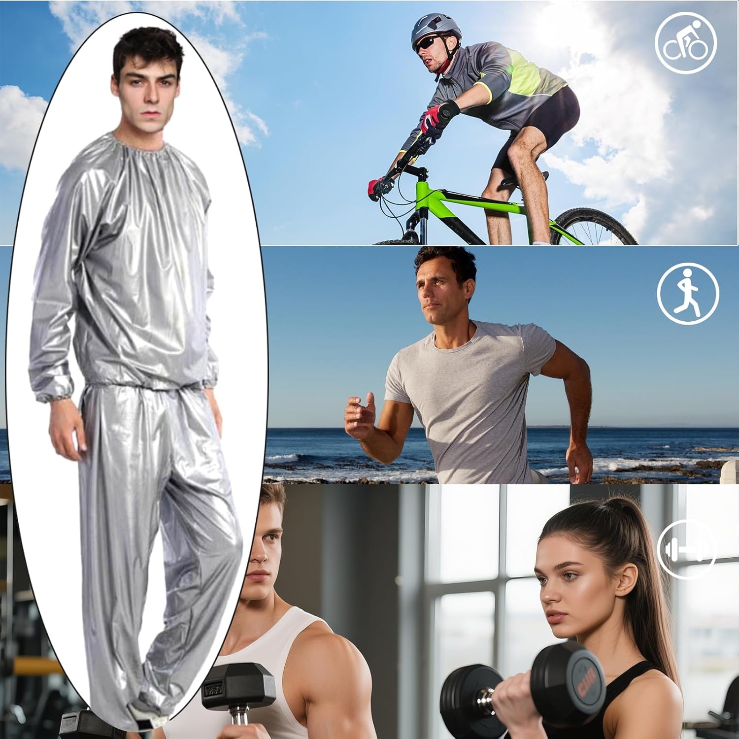 Sauna Suit - Plastic Sauna Suit for Women Men, Anti-Rip Sweat Suits Weight Loss, PVC Exercise Gym Fitness Suit Top Pants