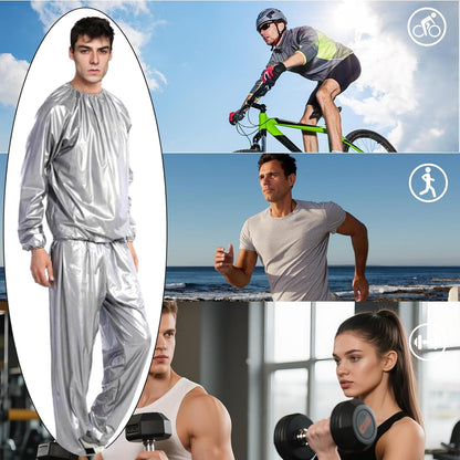 Sauna Suit - Plastic Sauna Suit for Women Men, Anti-Rip Sweat Suits Weight Loss, PVC Exercise Gym Fitness Suit Top Pants