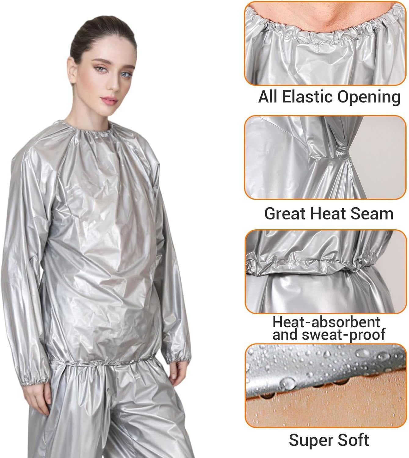 Sauna Suit - Plastic Sauna Suit for Women Men, Anti-Rip Sweat Suits Weight Loss, PVC Exercise Gym Fitness Suit Top Pants