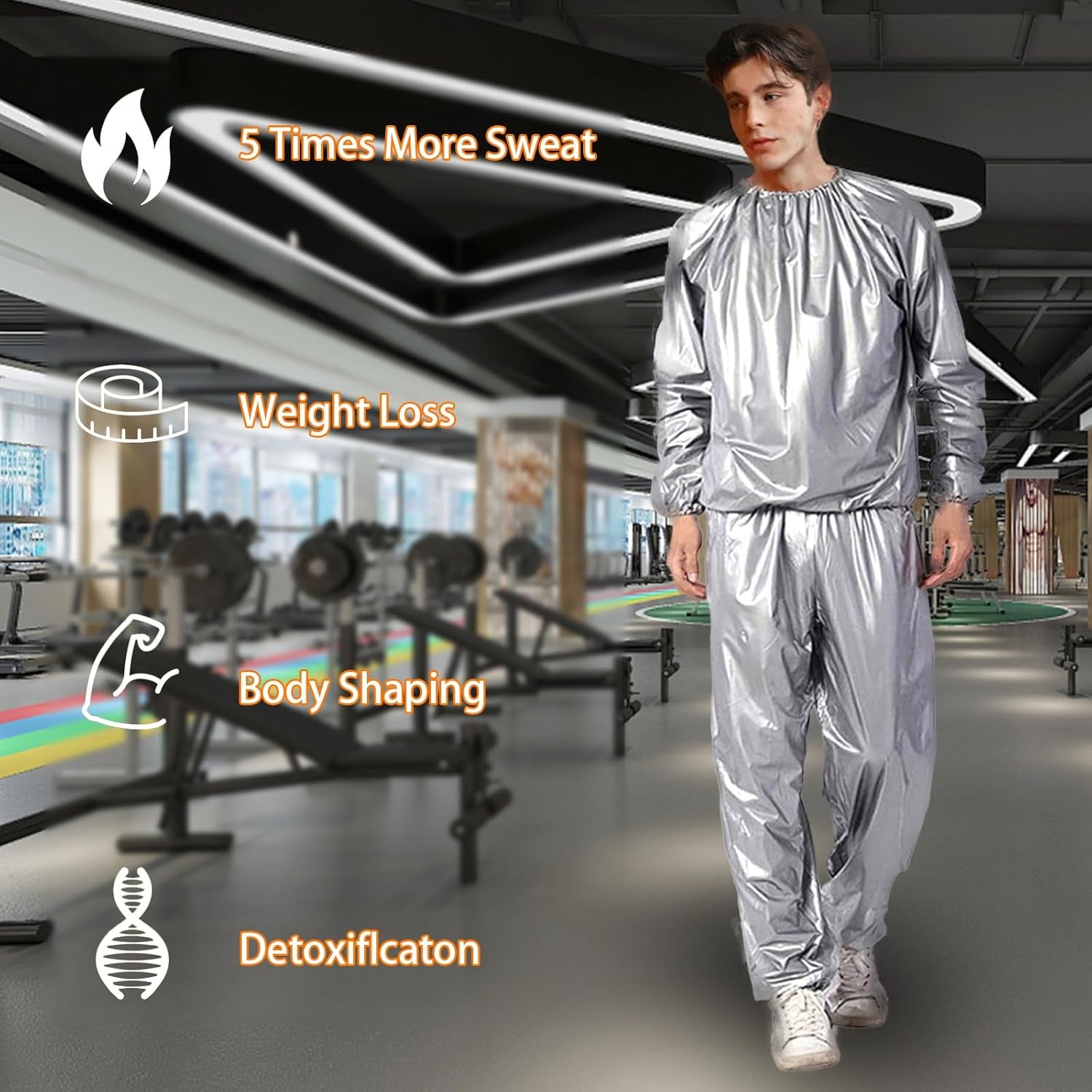Sauna Suit - Plastic Sauna Suit for Women Men, Anti-Rip Sweat Suits Weight Loss, PVC Exercise Gym Fitness Suit Top Pants