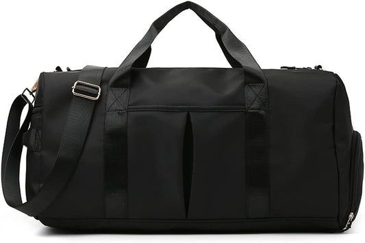 Sports Gym Duffel Bag for Men or Women Waterproof Weekender Travel Bag with Shoes Compartment Dry and Wet Separation for Training Swim Yoga(Black)